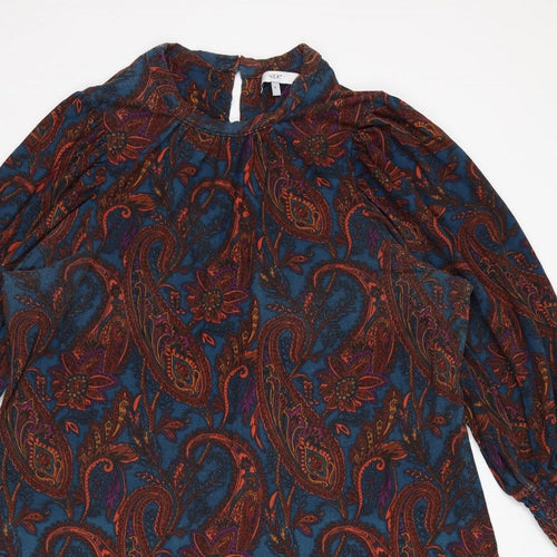 NEXT Womens Blue Paisley Viscose A-Line Size 16 Mock Neck Pullover