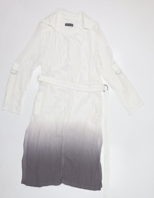 Mint Velvet Womens White Polyester Wrap Dress Size 12 Collared Buckle - Ombre Pockets