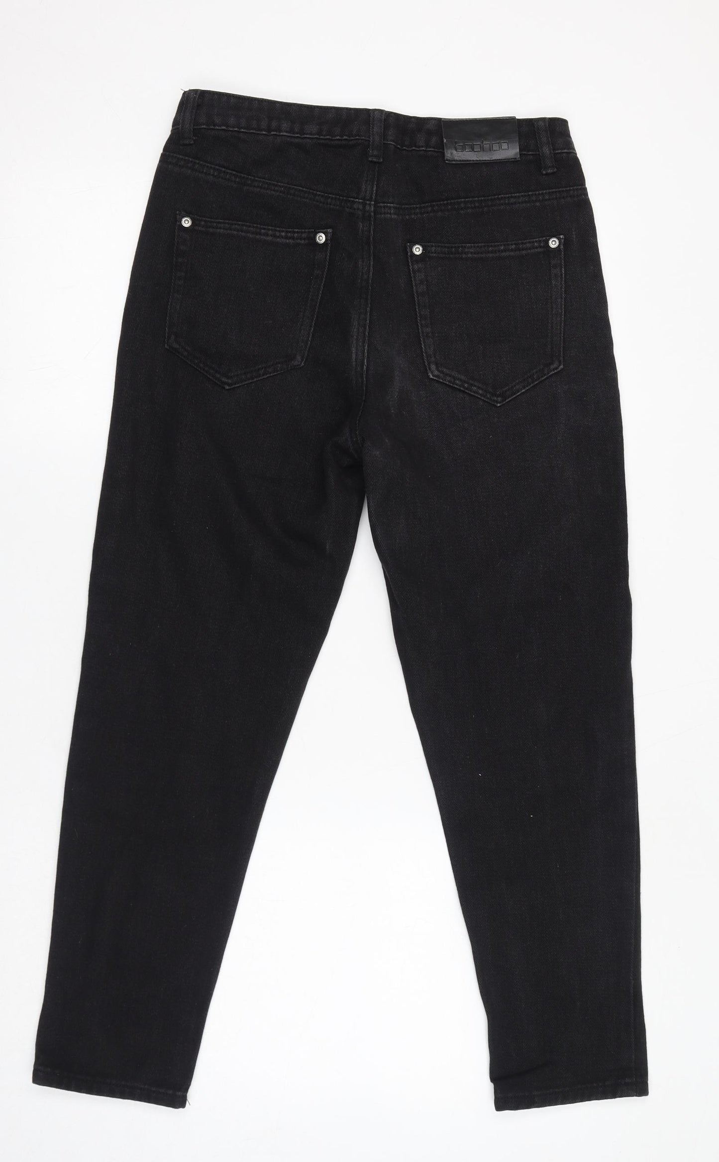 Boohoo Womens Black Cotton Straight Jeans Size 8 L26 in Regular Zip