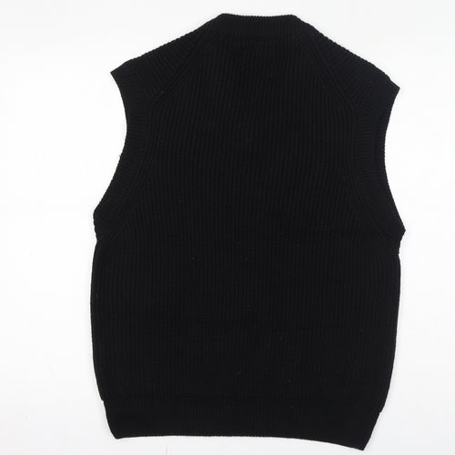 Zara Womens Black V-Neck Acrylic Vest Jumper Size M