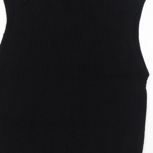 Zara Womens Black V-Neck Acrylic Vest Jumper Size M