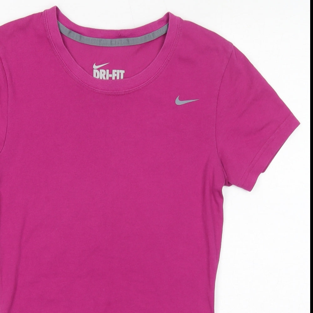Nike Womens Purple Cotton Basic T-Shirt Size XS Round Neck Pullover