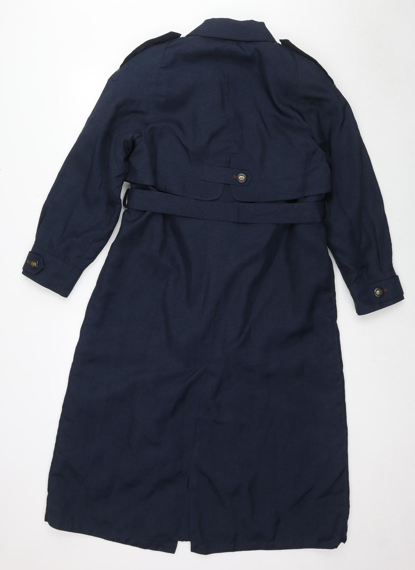 Marlbeck Womens Blue Trench Coat Jacket Size 12 Button