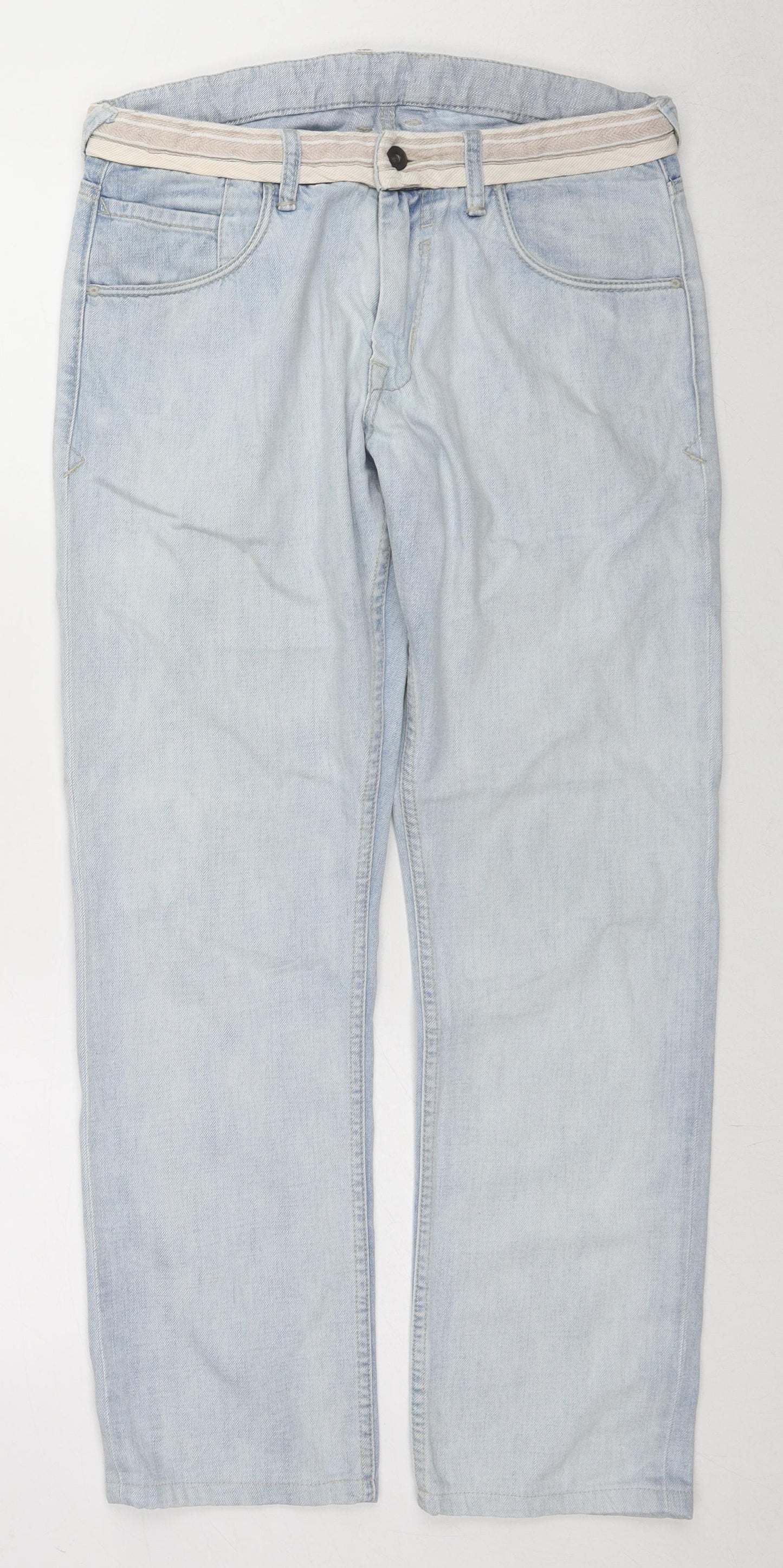 Lab Mens Blue Cotton Straight Jeans Size 32 in L27 in Regular Zip