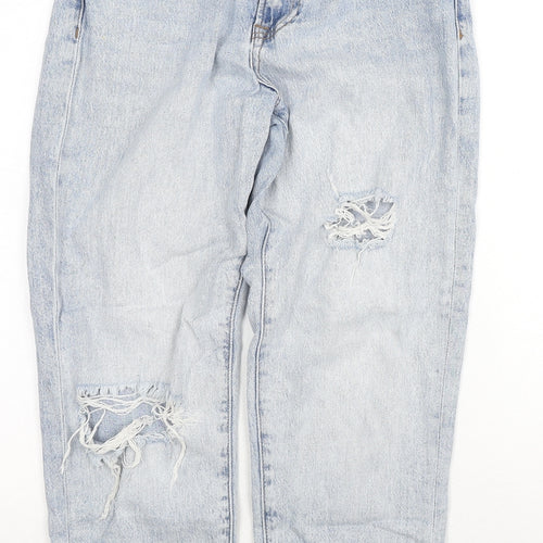 New Look Womens Blue Cotton Boyfriend Jeans Size 8 L26 in Regular Zip