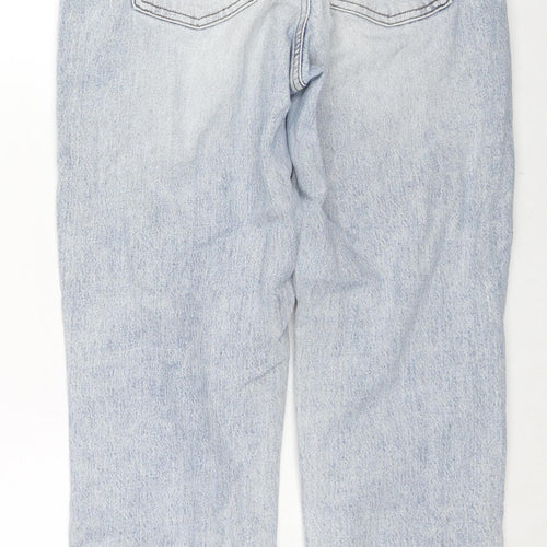 New Look Womens Blue Cotton Boyfriend Jeans Size 8 L26 in Regular Zip
