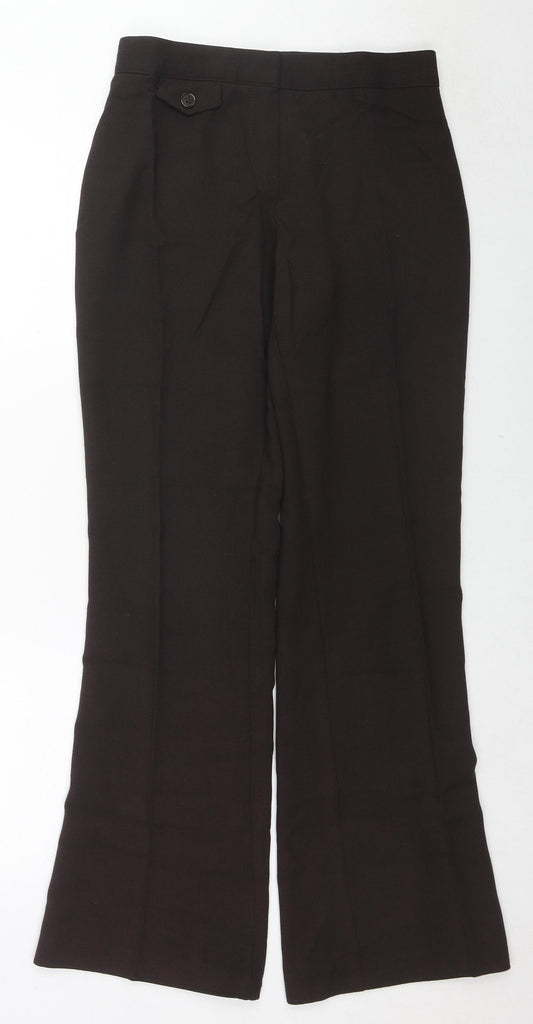 Marks and Spencer Womens Brown Polyester Dress Pants Trousers Size 12 L31 in Regular Zip
