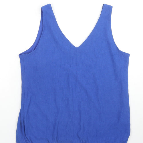 Roman Womens Blue Polyester Camisole Tank Size 10 V-Neck