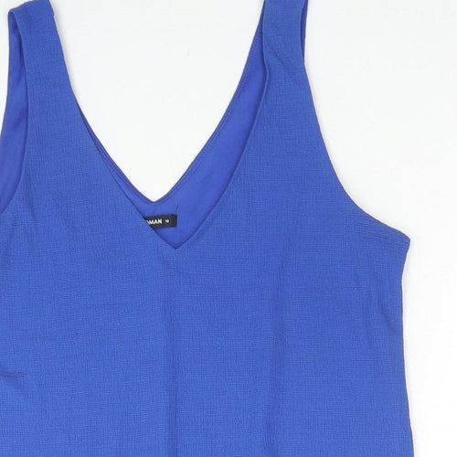 Roman Womens Blue Polyester Camisole Tank Size 10 V-Neck