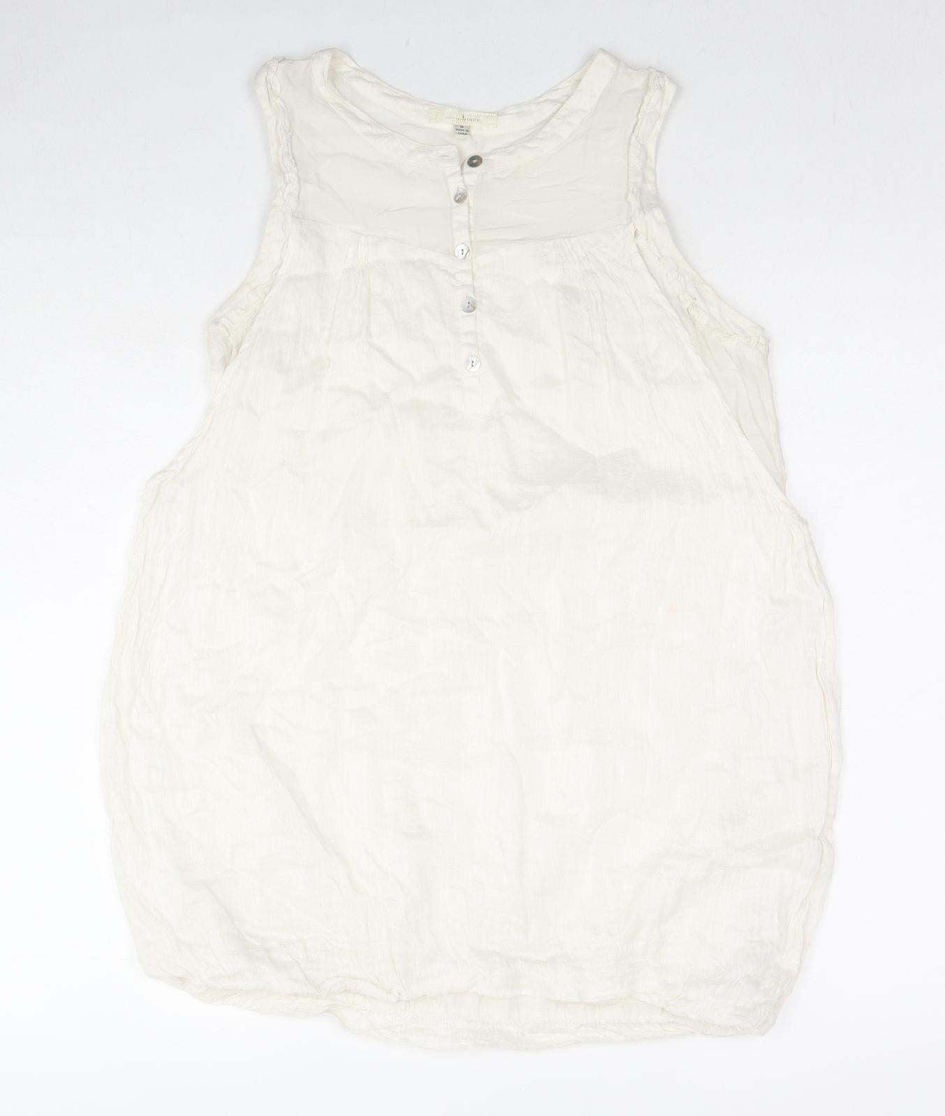 Trinity Womens White Linen Camisole Tank Size M Henley