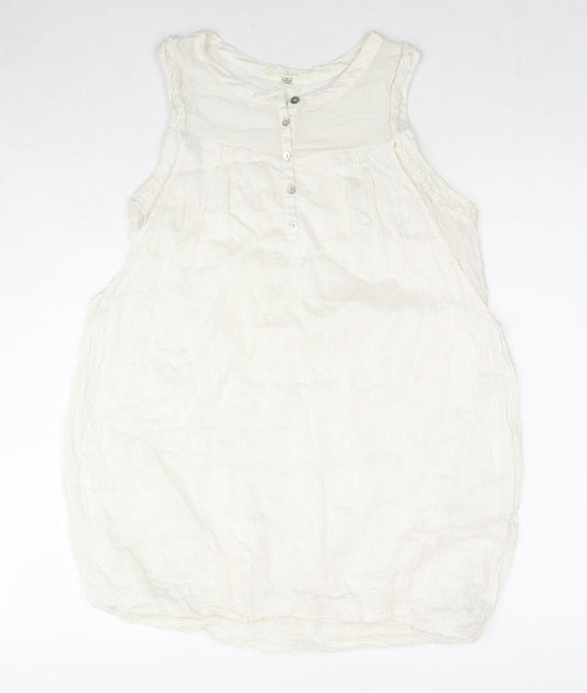 Trinity Womens White Linen Camisole Tank Size M Henley