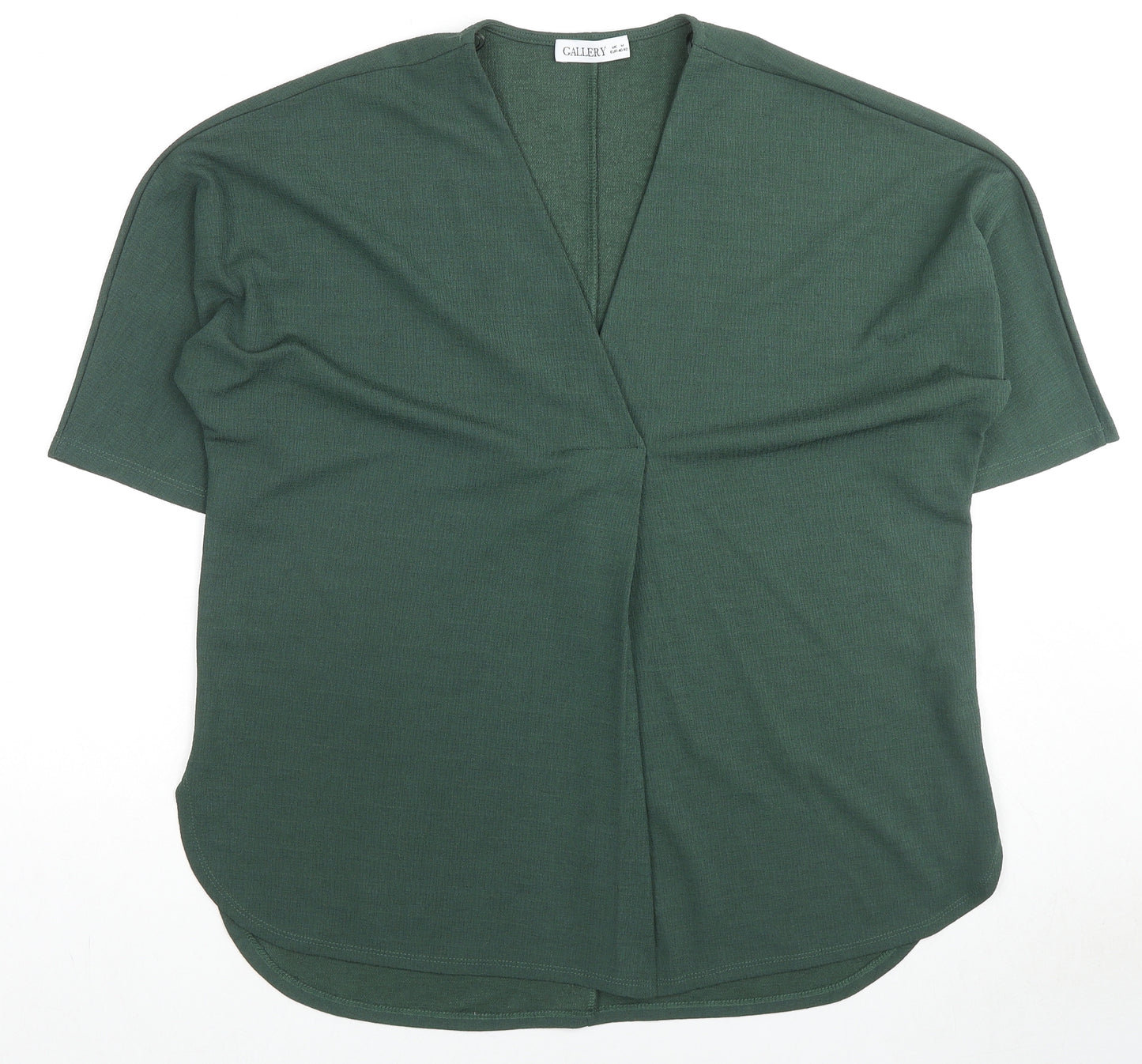 Gallery Womens Green Polyester Basic Blouse Size M V-Neck