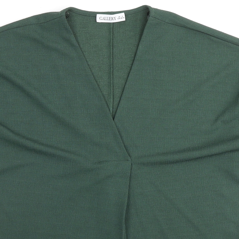 Gallery Womens Green Polyester Basic Blouse Size M V-Neck