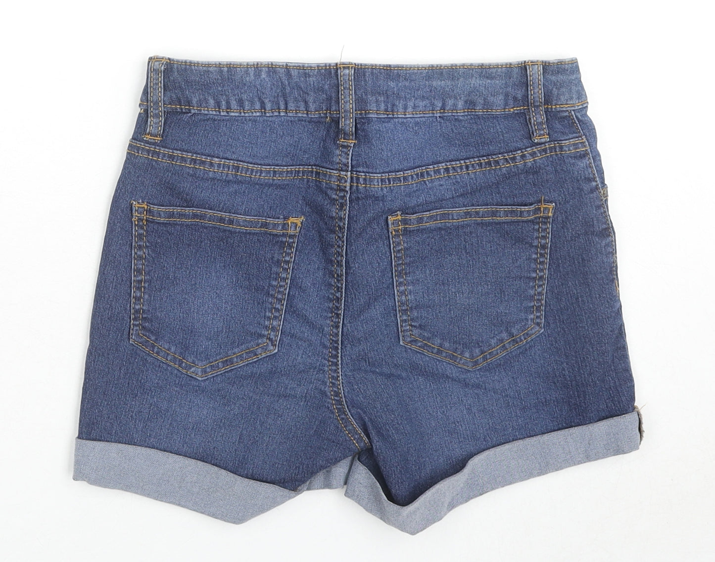 Denim & Co. Womens Blue Cotton Hot Pants Shorts Size 8 L3 in Regular Zip