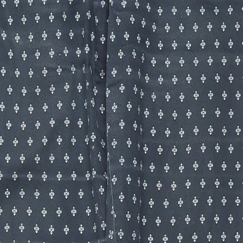 H&M Womens Blue Geometric Cotton Chino Trousers Size 12 L25 in Regular Zip