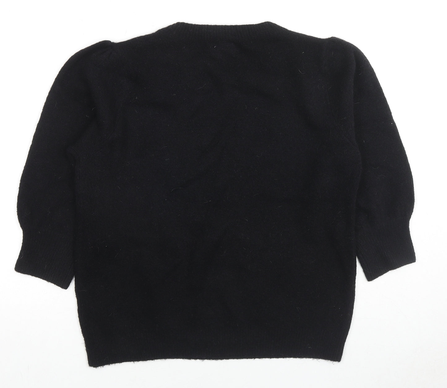 Hush Womens Black Round Neck Wool Pullover Jumper Size M