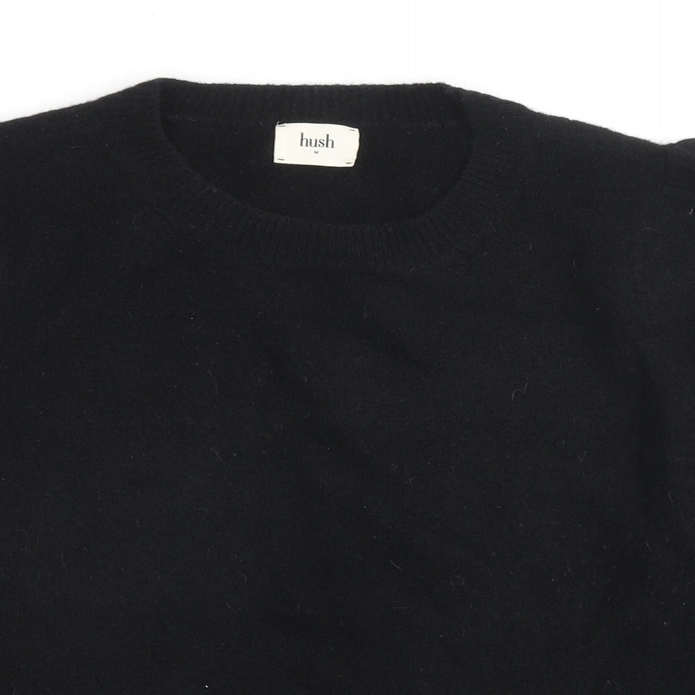 Hush Womens Black Round Neck Wool Pullover Jumper Size M