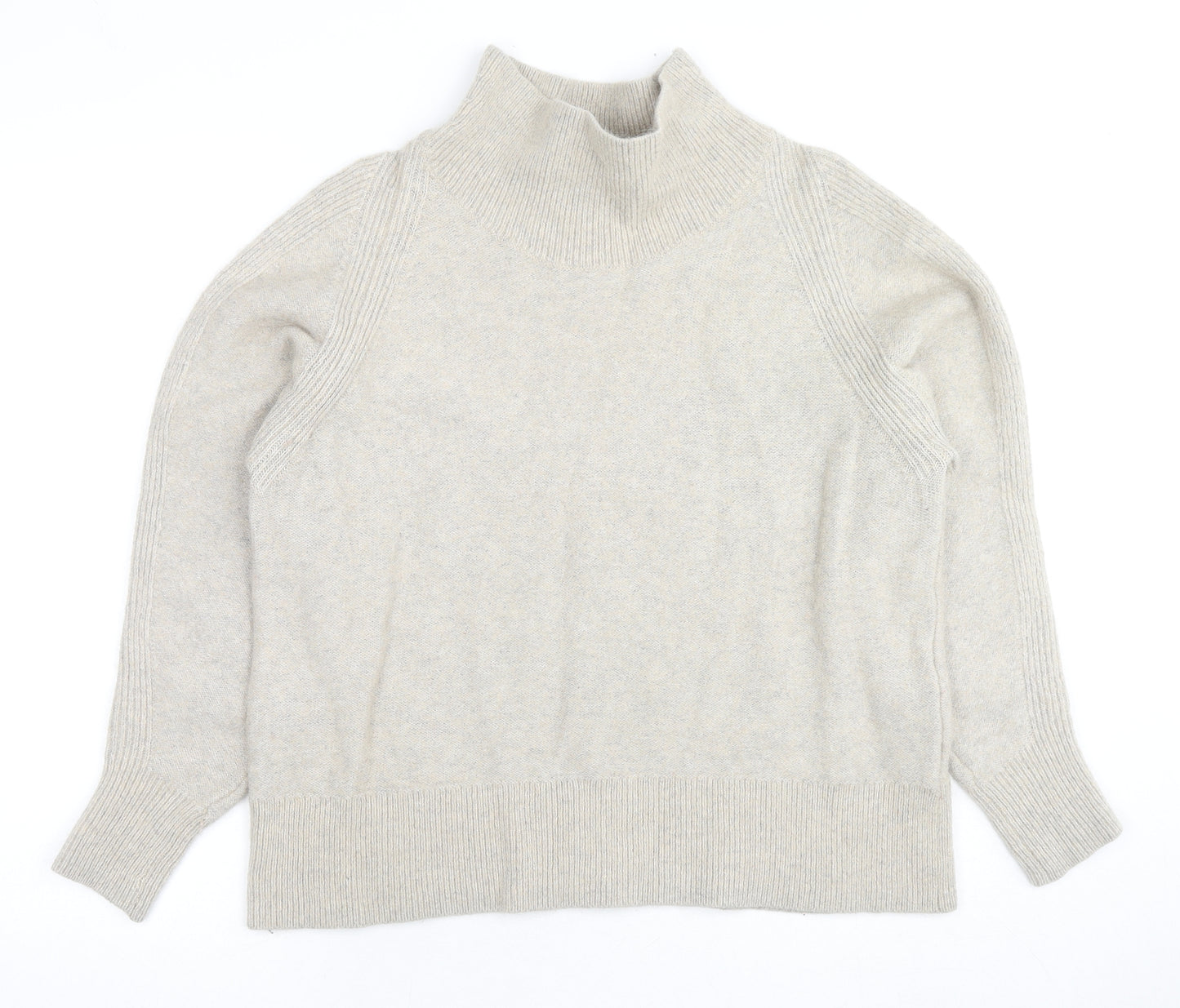 COS Womens Beige Mock Neck Wool Pullover Jumper Size M