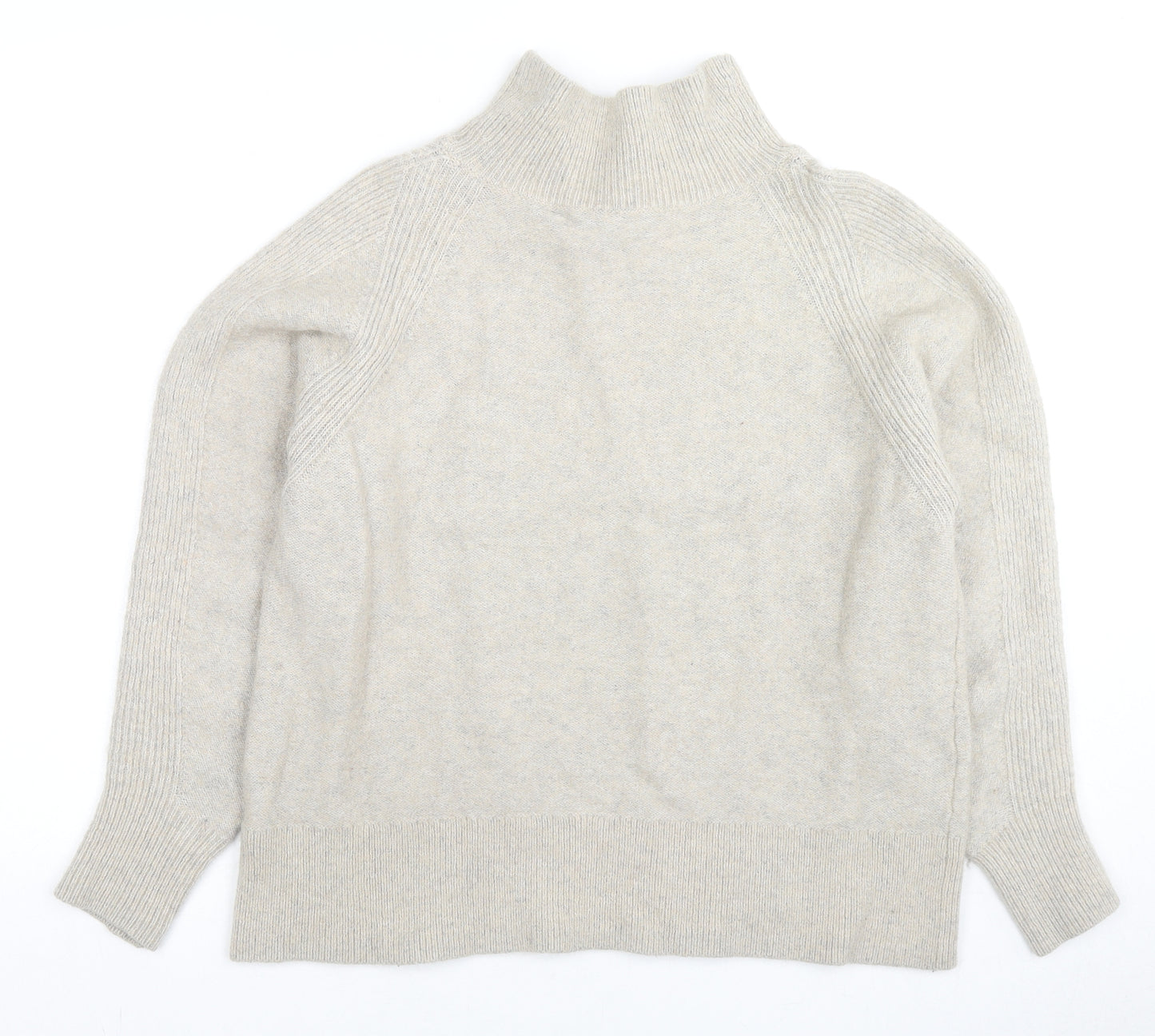 COS Womens Beige Mock Neck Wool Pullover Jumper Size M