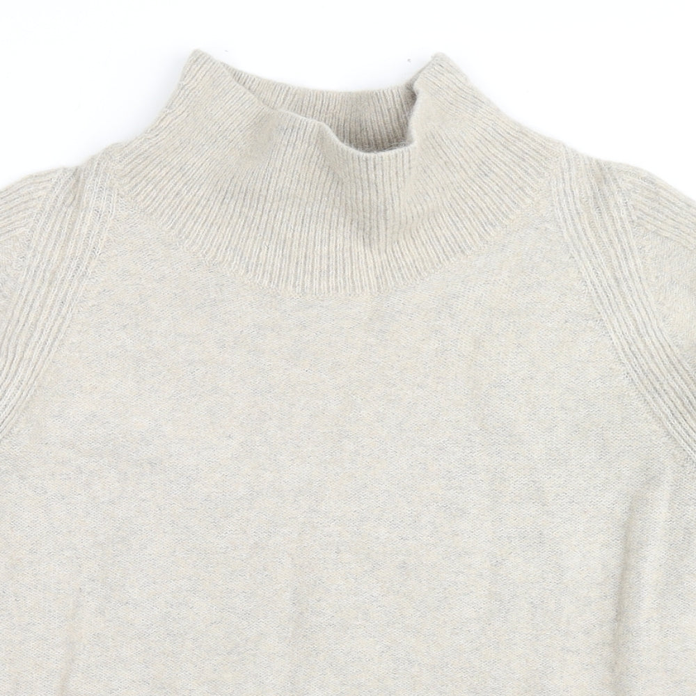 COS Womens Beige Mock Neck Wool Pullover Jumper Size M