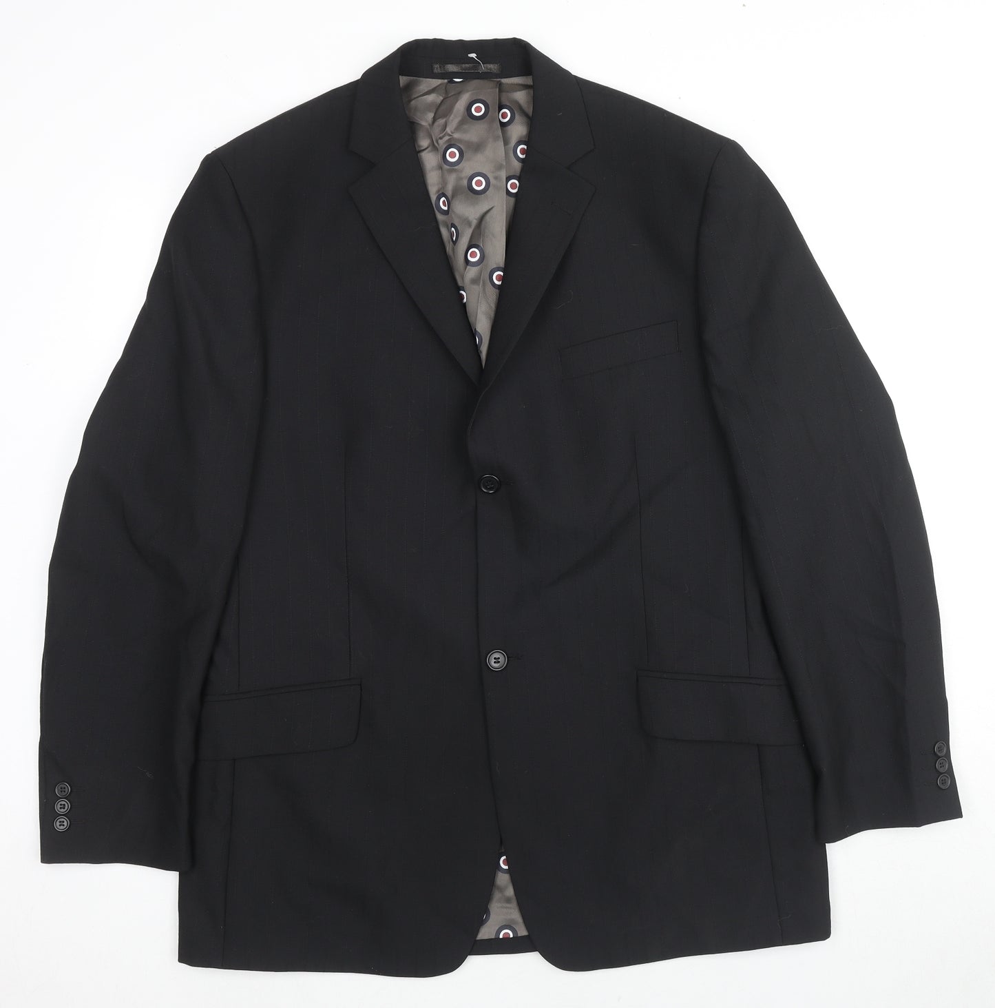 Ben Sherman Mens Black Wool Jacket Suit Jacket Size 42 Regular