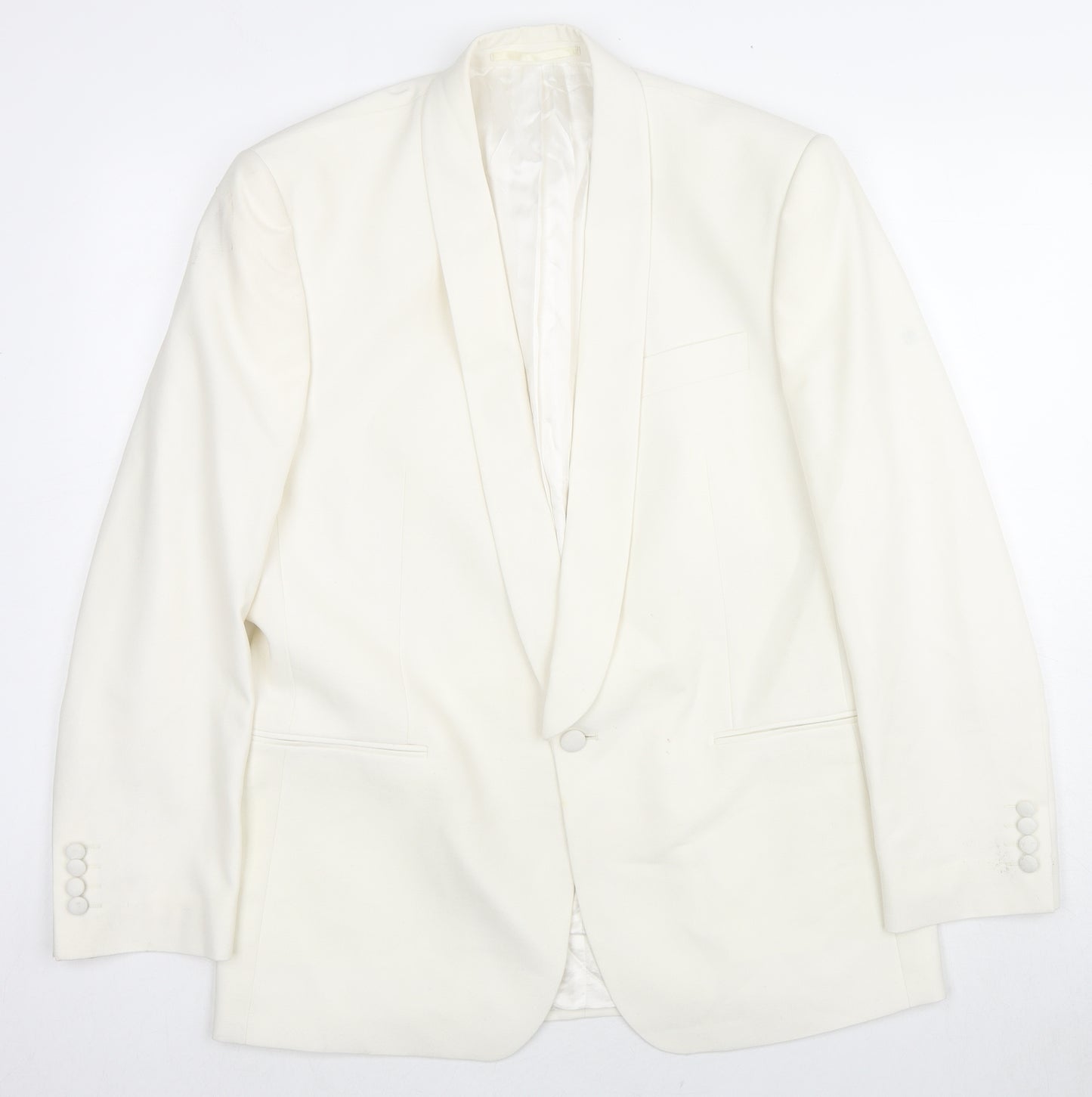 Moss Bros Mens White Polyester Tuxedo Suit Jacket Size 40 Regular