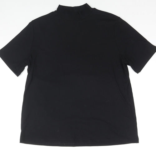 H&M Womens Black Polyester Tunic Blouse Size XL Mock Neck
