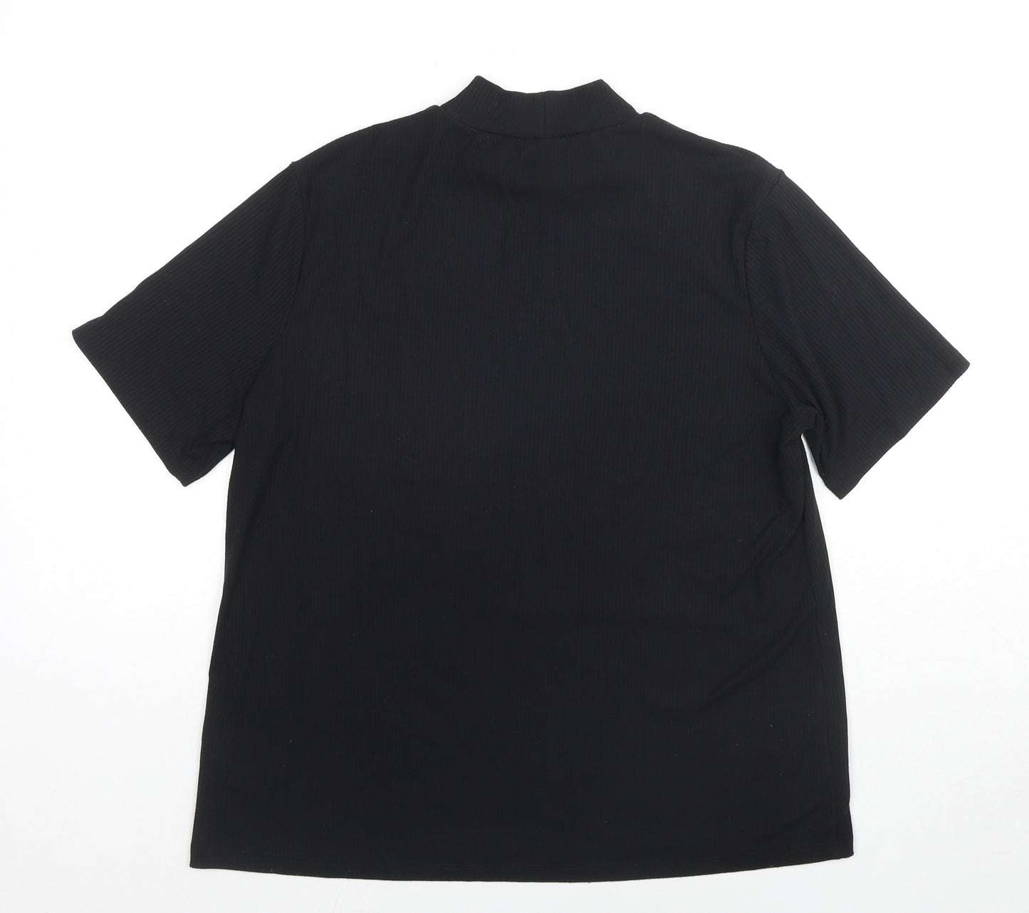 H&M Womens Black Polyester Tunic Blouse Size XL Mock Neck