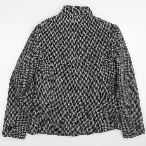 BHS Womens Grey Geometric Pea Coat Coat Size 12 Button