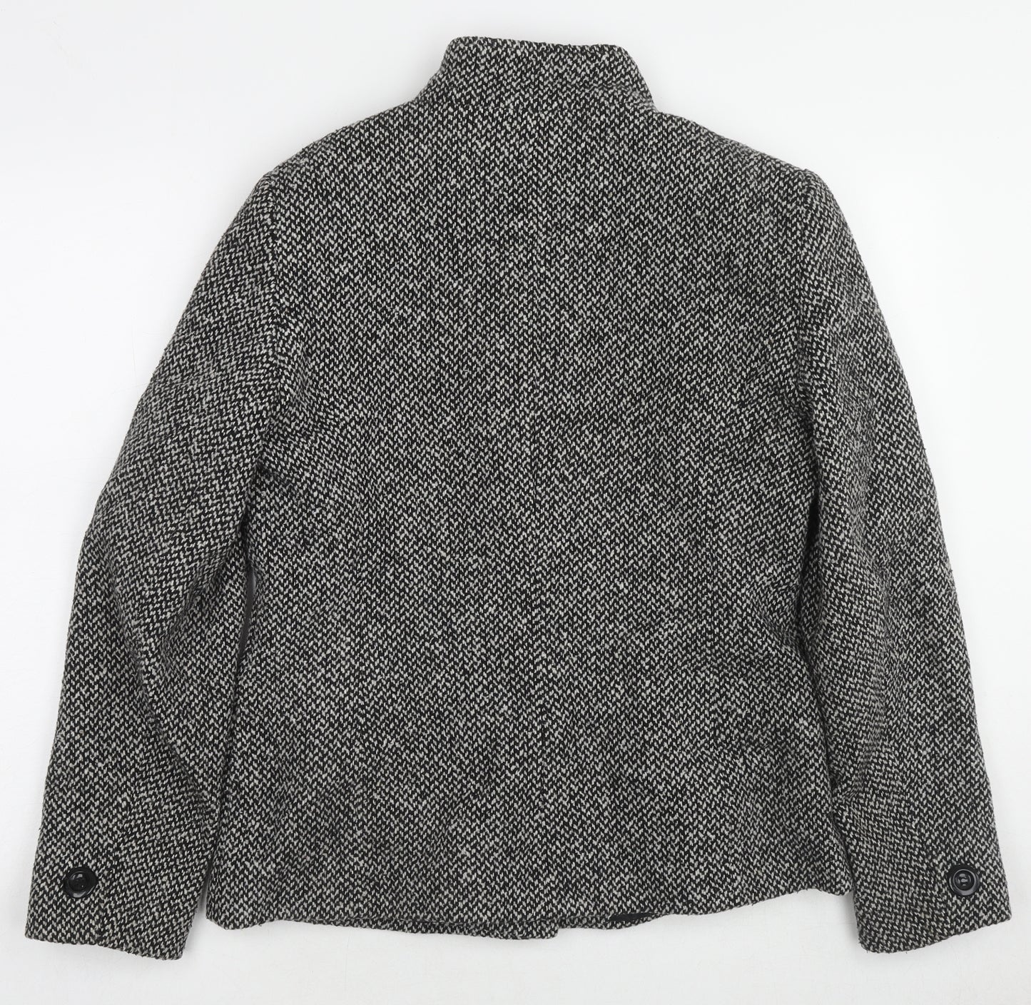 BHS Womens Grey Geometric Pea Coat Coat Size 12 Button