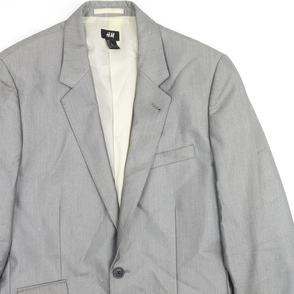 H&M Mens Grey Viscose Jacket Suit Jacket Size 36 Regular