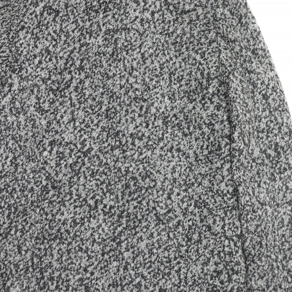 H&M Womens Grey Geometric Overcoat Coat Size 14 Zip