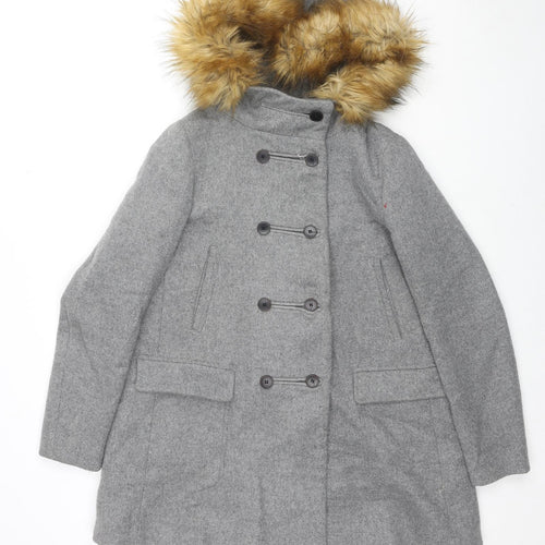 Zara Womens Grey Parka Coat Size M Button