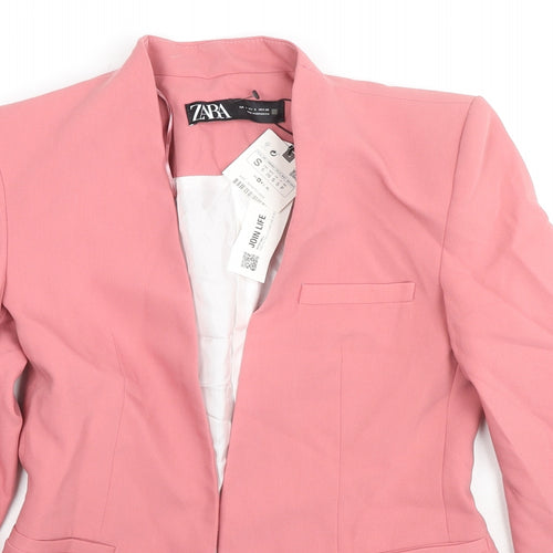 Zara Womens Pink Jacket Blazer Size S Buckle