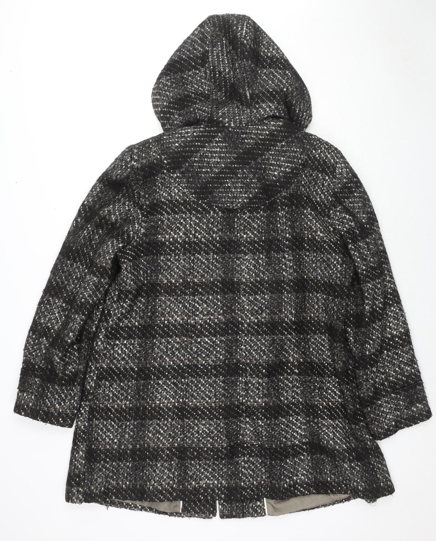 NEXT Womens Black Geometric Overcoat Coat Size 20 Zip