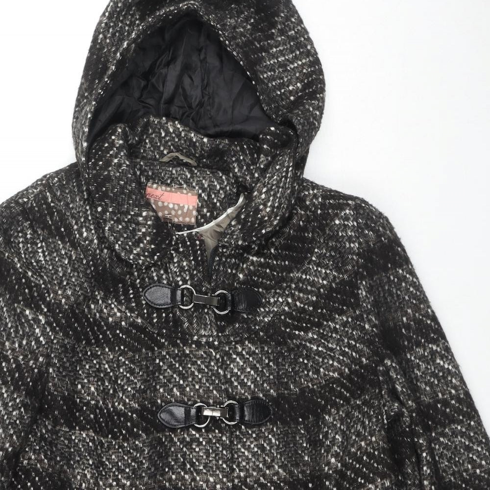 NEXT Womens Black Geometric Overcoat Coat Size 20 Zip