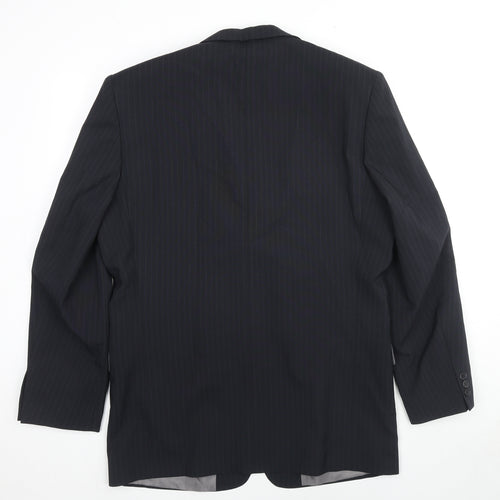 C&A Mens Black Striped Polyester Jacket Suit Jacket Size 40 Regular
