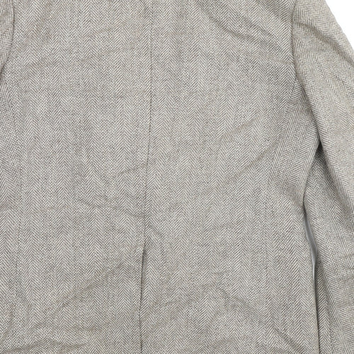 St Michael Mens Beige Herringbone Wool Jacket Suit Jacket Size 40 Regular