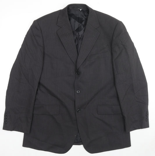 Burton Mens Grey Striped Wool Jacket Suit Jacket Size 40 Regular