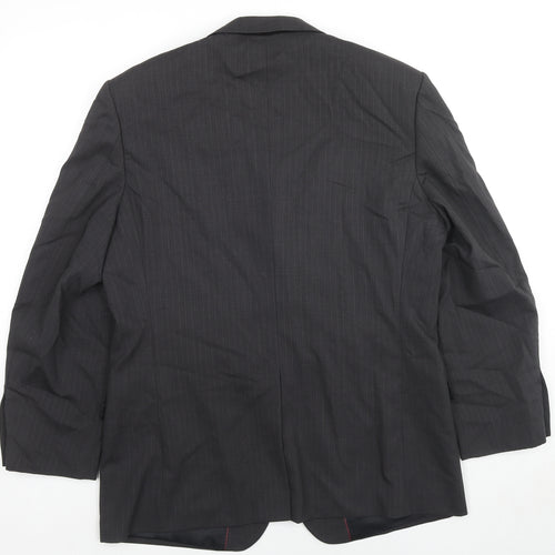 Burton Mens Grey Striped Wool Jacket Suit Jacket Size 40 Regular