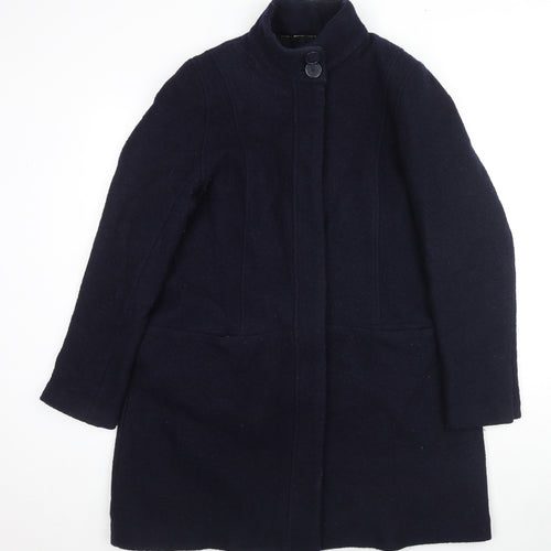 White Stuff Womens Blue Overcoat Coat Size 16 Button