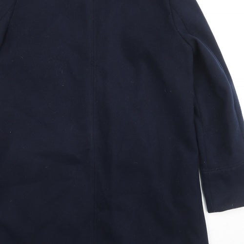 Topshop Womens Blue Overcoat Coat Size 12 Zip