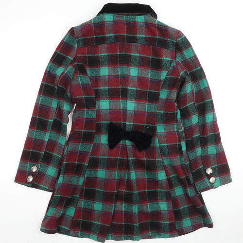 Sugarhill Womens Multicoloured Geometric Overcoat Coat Size M Button