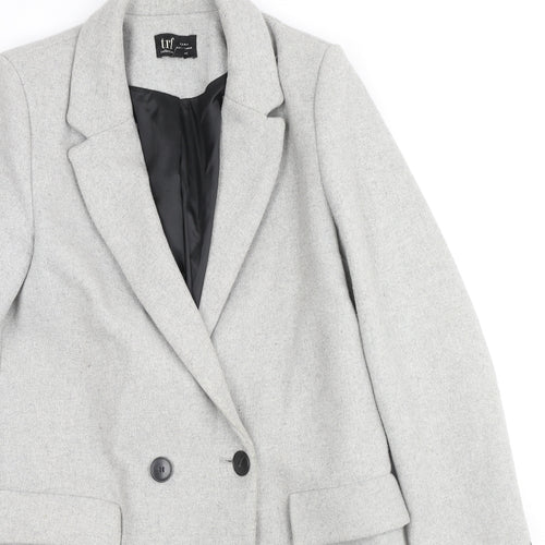 Zara Womens Grey Overcoat Coat Size M Button