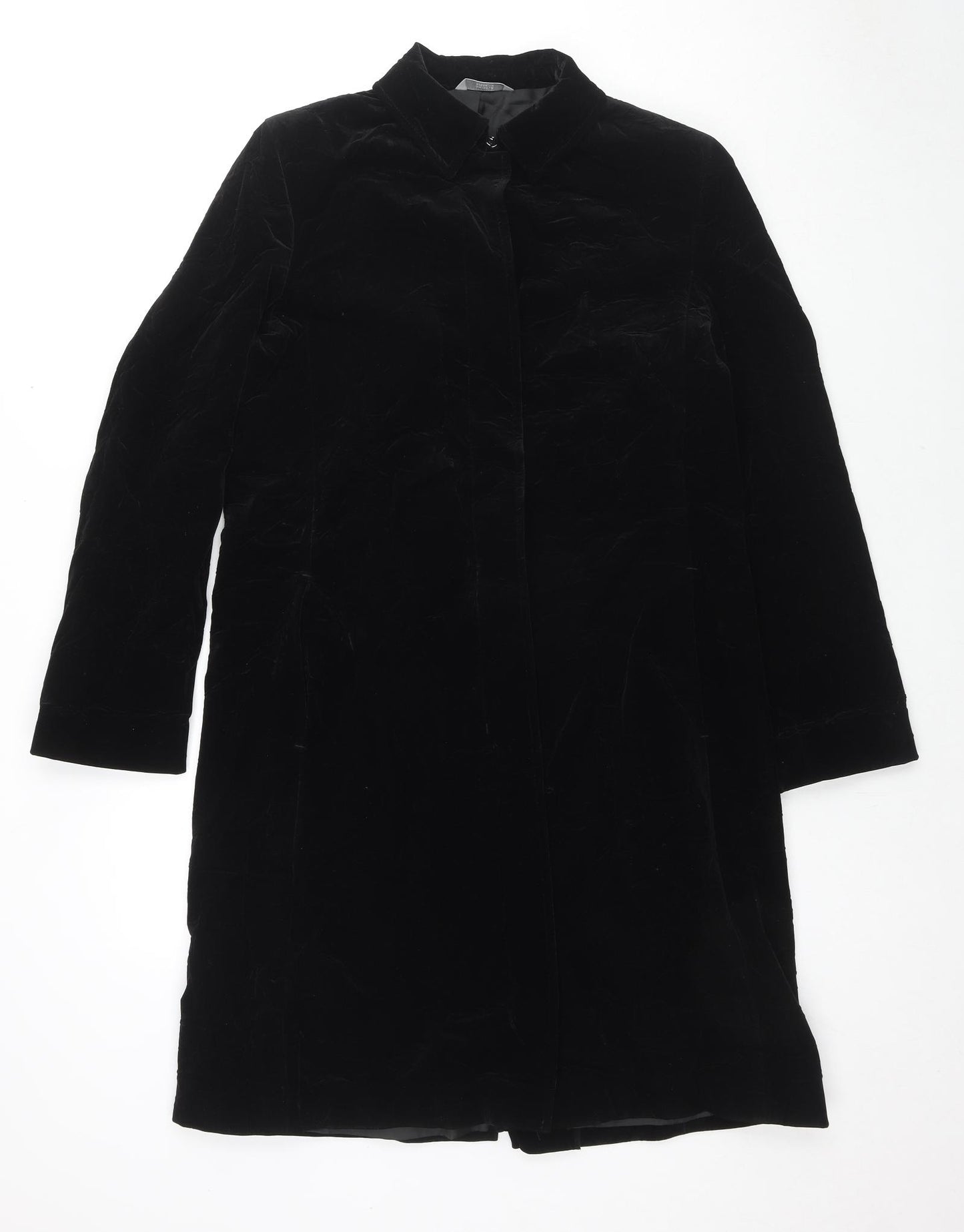 Marks and Spencer Womens Black Overcoat Coat Size 10 Button