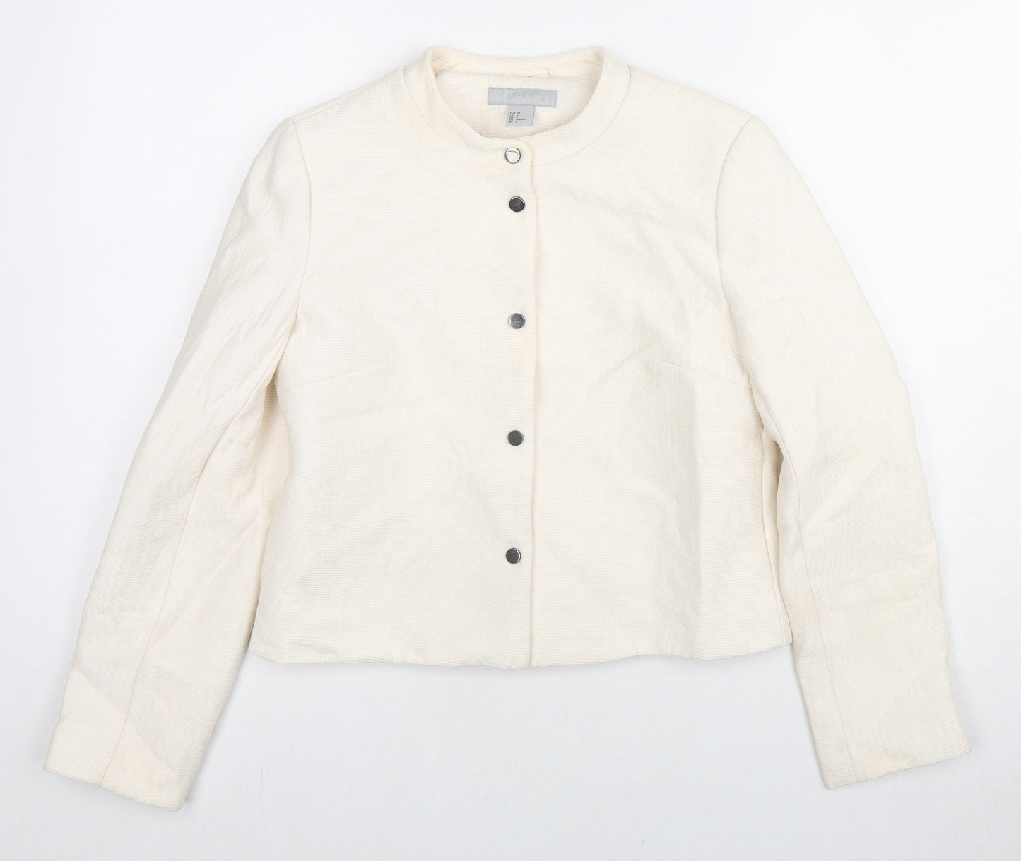H&M Womens Ivory Jacket Size 8 Snap
