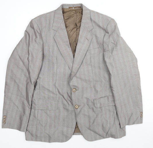 Trevira Mens Grey Striped Polyester Jacket Suit Jacket Size 42 Regular