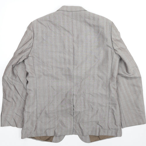 Trevira Mens Grey Striped Polyester Jacket Suit Jacket Size 42 Regular