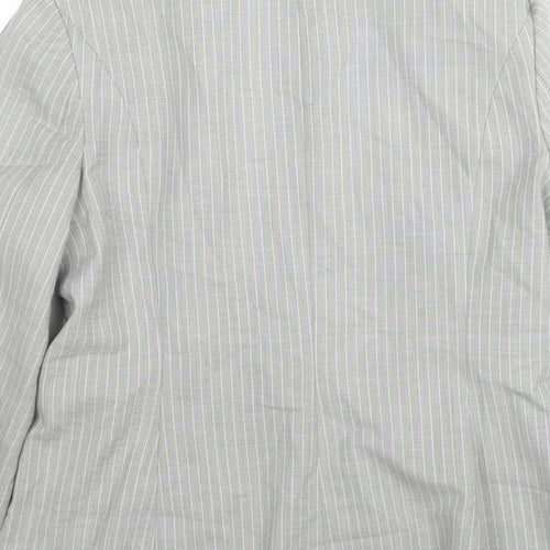 Planet Womens Grey Striped Polyester Jacket Blazer Size 10