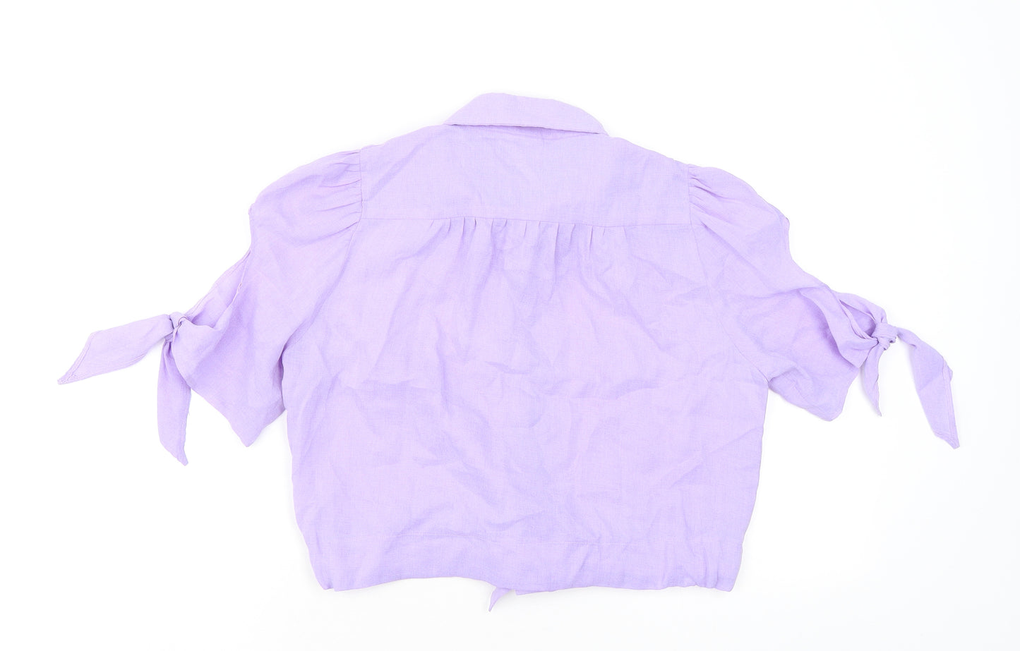 Looking Glass Original Womens Purple Polyester Cropped Button-Up Size 12 Collared